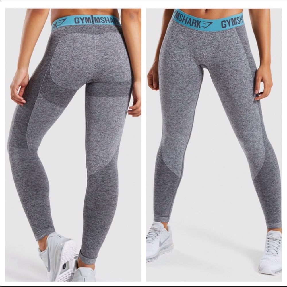 Gymshark Flex Leggings  Charcol Marl/Dusky Teal